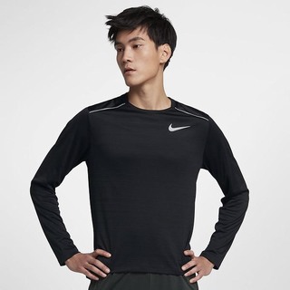 Top Nike Dri-FIT Miler Maneca Lunga Running Barbati Negrii | ZKXH-62851